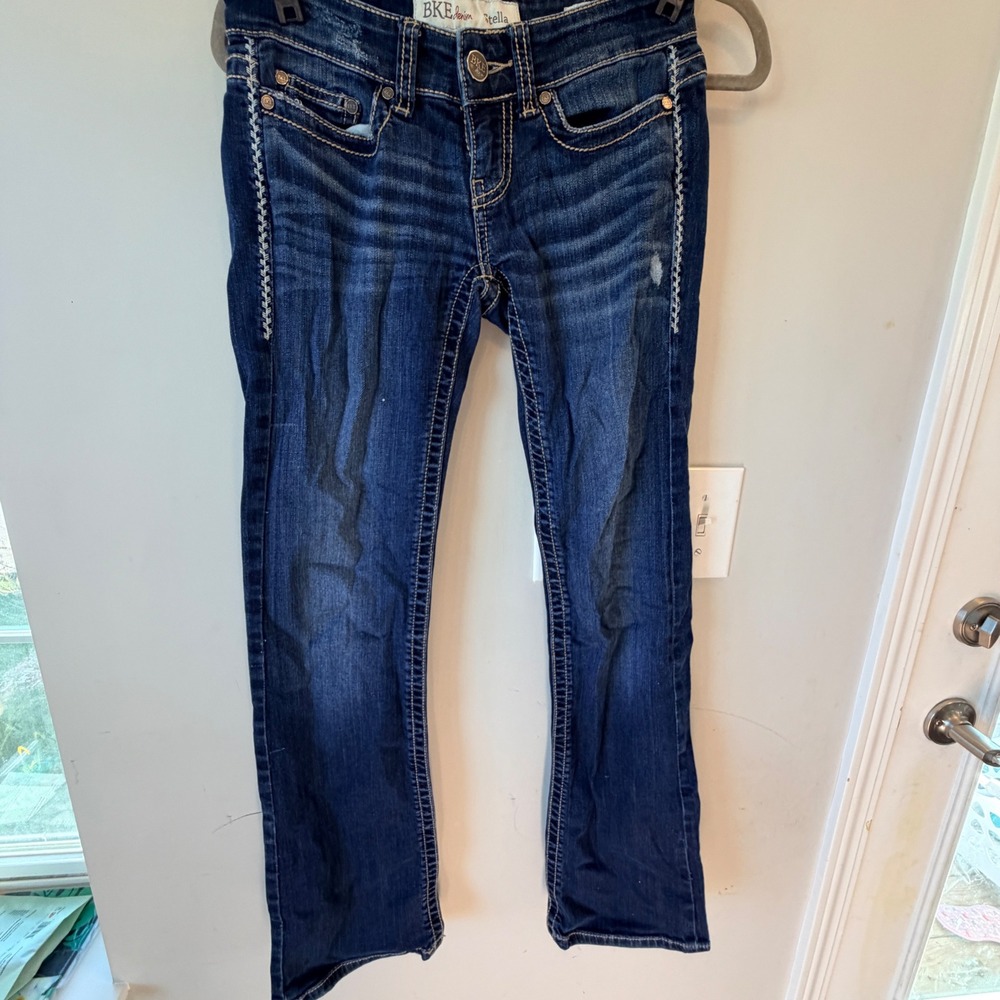 BKE Stella Bootcut Jeans Women 24 Stretch Western Indie Paint Distessed